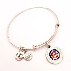 Alex and Ani MLB Charm Chicago Cubs Enamel Silver Tone Bangle Bracelet